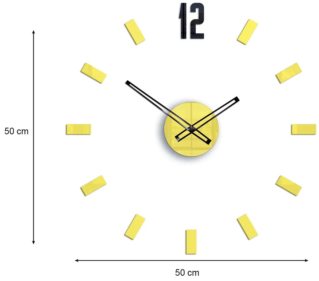 Nástenné samolepiace hodiny Point 50 cm žlté