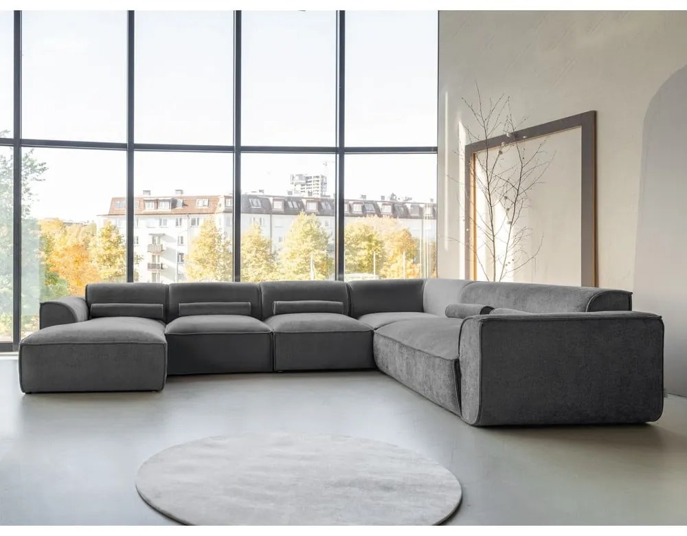 Sivá rohová pohovka (pravý roh/do tvaru "U") Flex Felix – Miuform