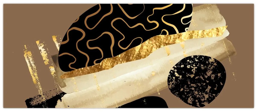 Obraz - Abstrakcia golden brown N⁰3 (120x50 cm)