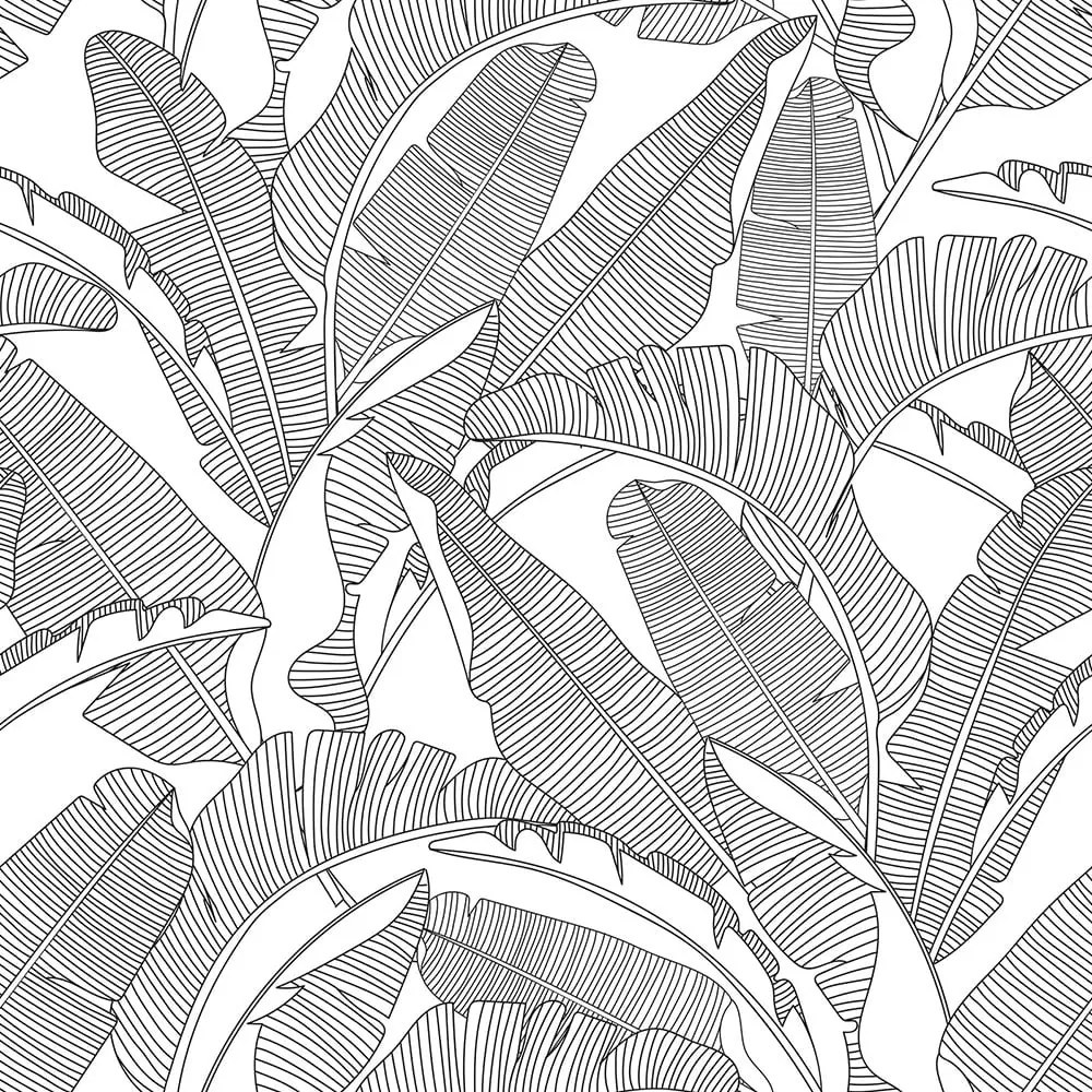 DEKORNIK Classic Big Palm Leaves B&W - Tapeta
