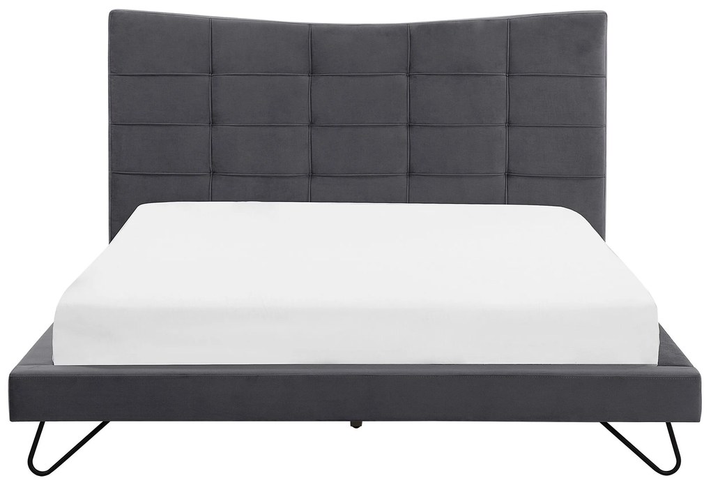 Zamatová posteľ 160 x 200 cm sivá LANNION Beliani