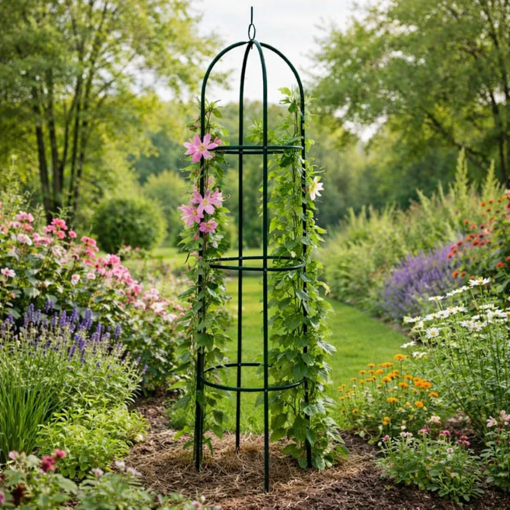 Záhradný obelisk pre kvety BestBerg BBFA-1010 / 190 × 40 cm / zelená
