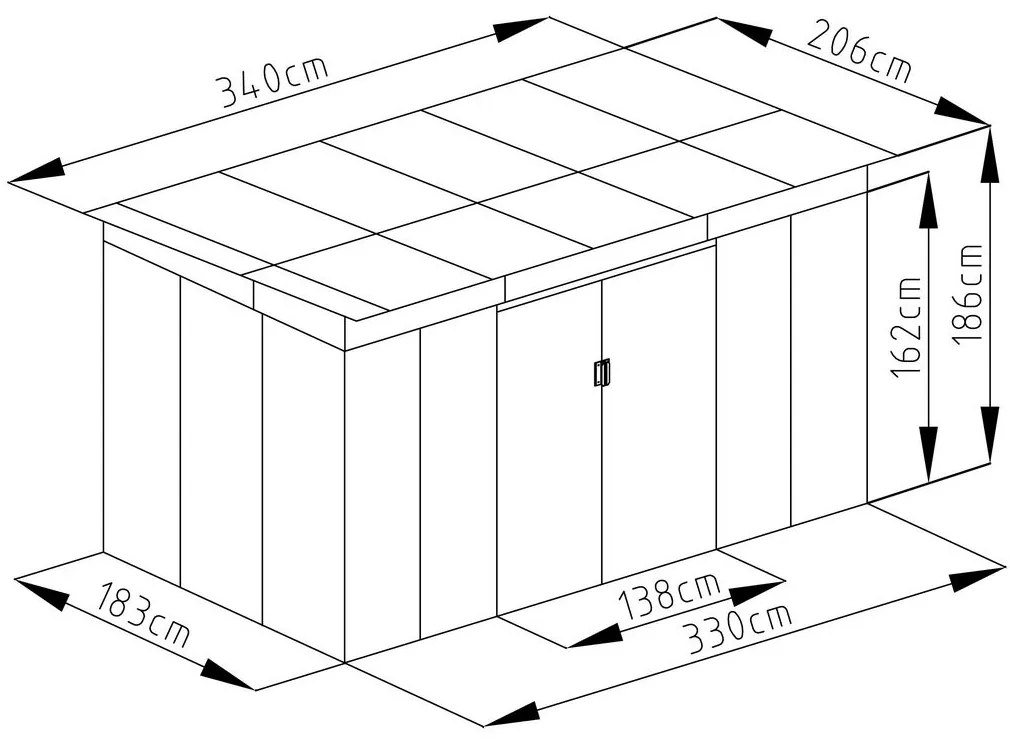 G21 Záhradný domček GRAH 700 - 340 x 206 cm, metalický šedý 63900993