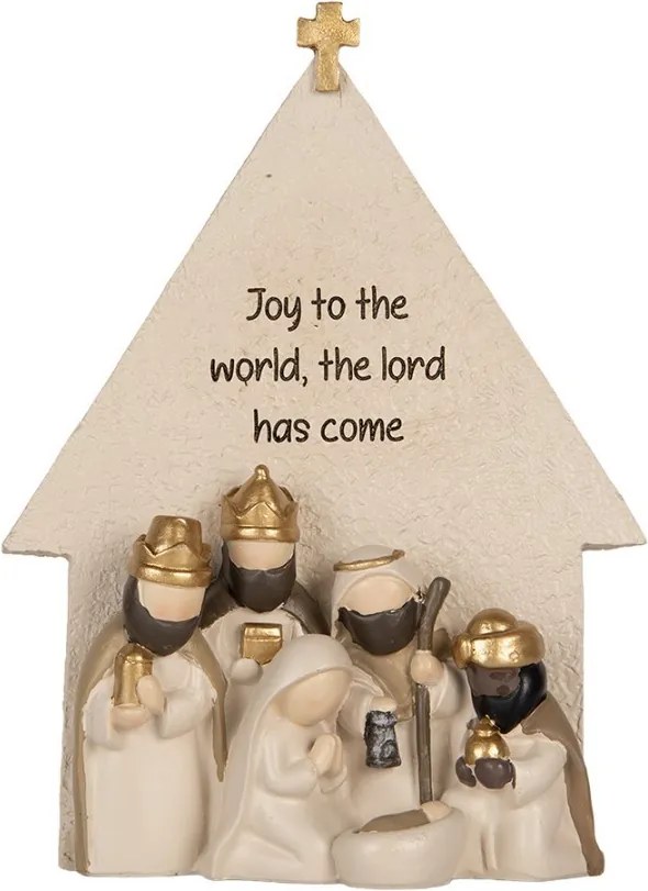 Christmas Decoration Figurine Nativity Scene 16x6x21 Cm Beige Plastic - 16*6*21 cm