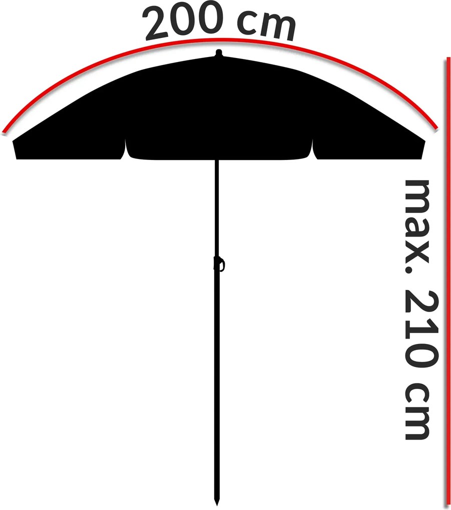 Plážový slnečník Williams 200 cm antracitový