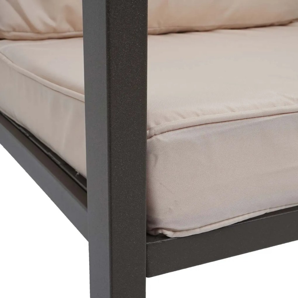 Záhradná súprava 2 kresiel, lavice a stolíka HWC-L64 - čalúnenie krémovo-biela