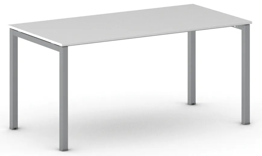 Rokovací kancelársky stôl PRIMO SQUARE, 160x80 cm, sivostrieborná podnož, biela