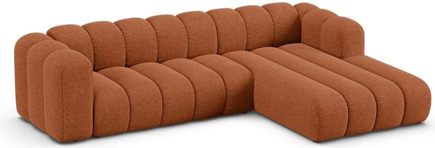 Ženilková rohová pohovka v tehlovej farbe (pravý roh/s leňoškou) Lupine – Micadoni