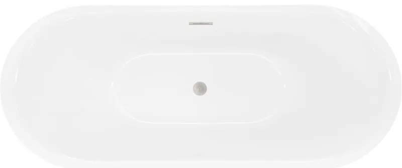 Mexen Lotos, voľne stojaca vaňa 160 x 75 cm, biela, prepad brúsený nikel, 52051607700-97