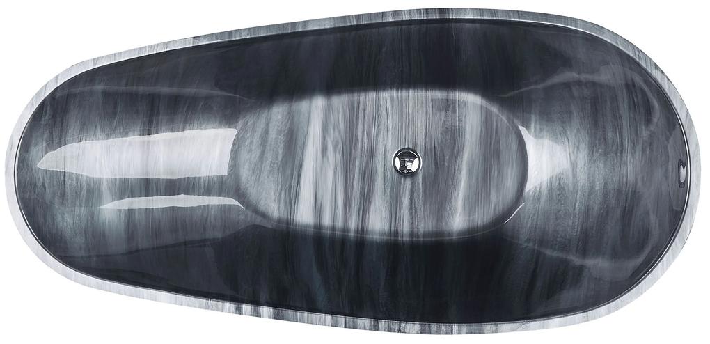 Voľne stojaca vaňa s mramorovým efektom 170 x 80 cm čierna RIOJA Beliani