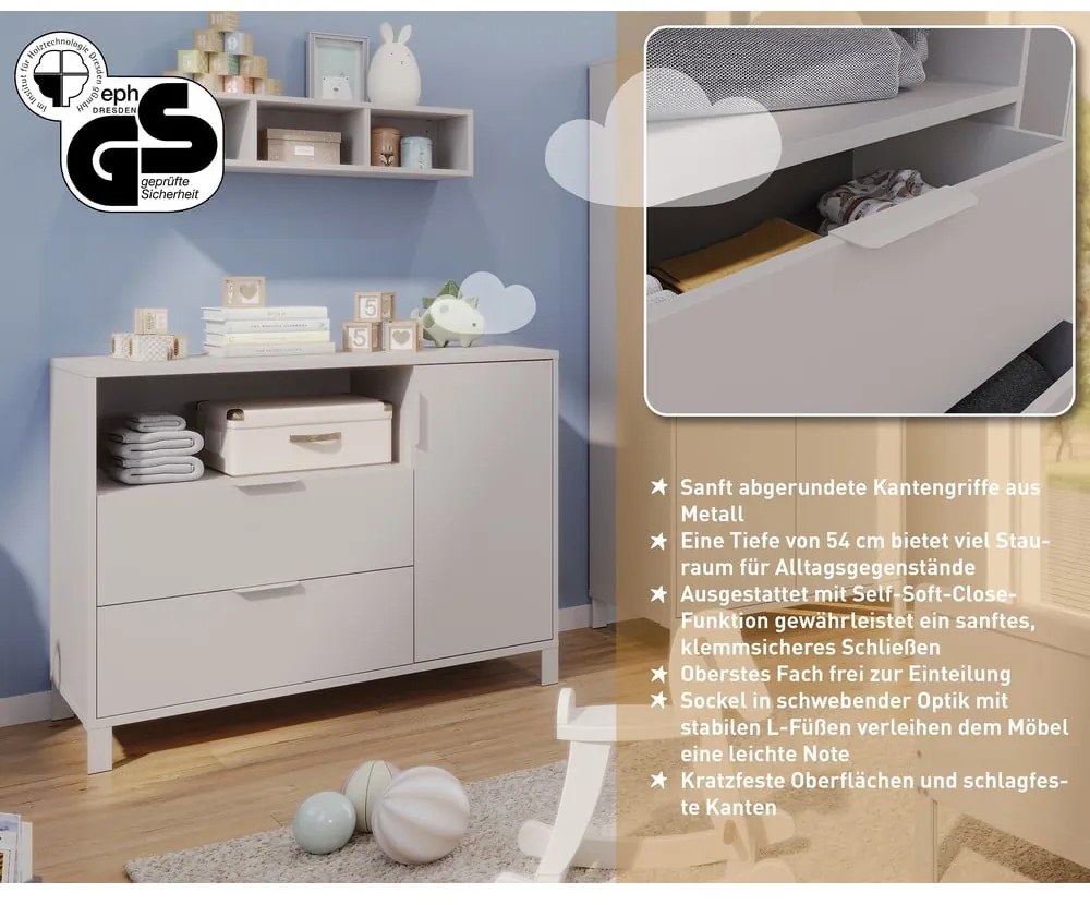 Krémová detská komoda 115x92x54 cm Alkmaar – Germania