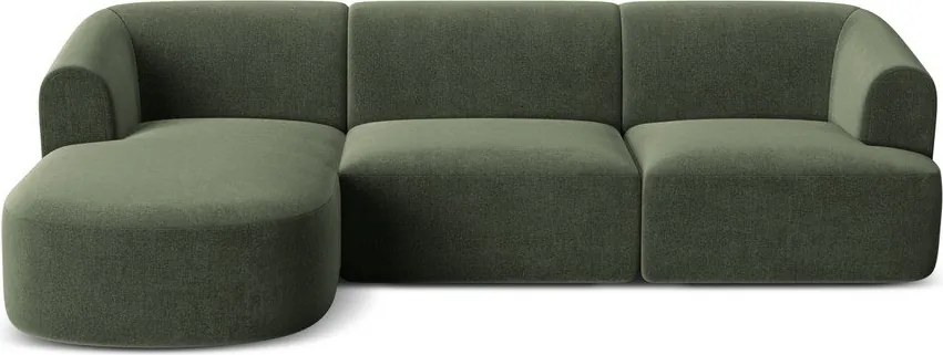 Zelená zamatová rohová pohovka (ľavý roh/s leňoškou) Campi – Cosmopolitan Design