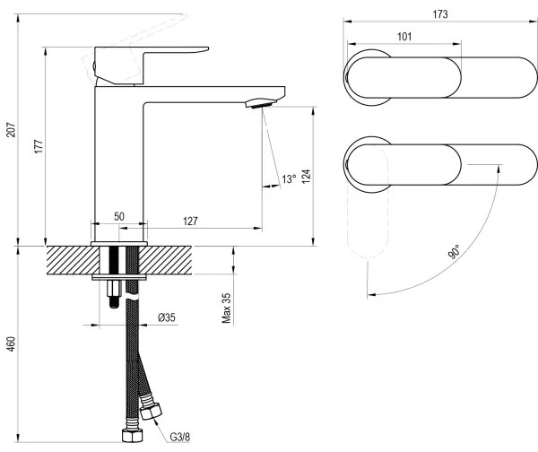 Ravak X070448 - Umývadlová batéria CHROME 17,7 cm, lesklý chróm