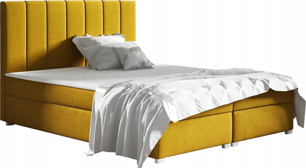 Kontinentálna čalúnená posteľ matrac Bonell Brandi 180x200 Žltá