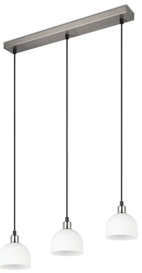 Závesné svietidlo so skleneným tienidlom v bielo-striebornej farbe Molly – Trio