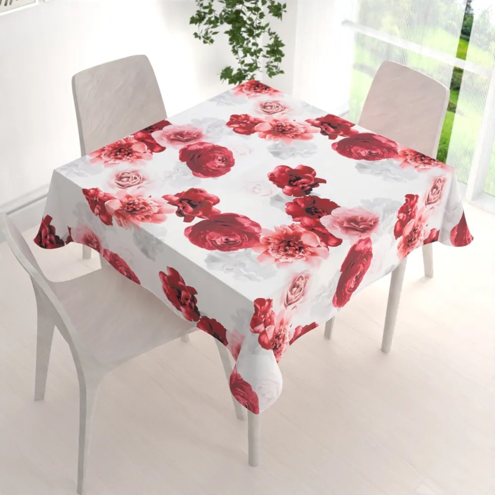 Biante Dekoračný štvorcový obrus PM-017 Veľké červené kvety 80x80 cm