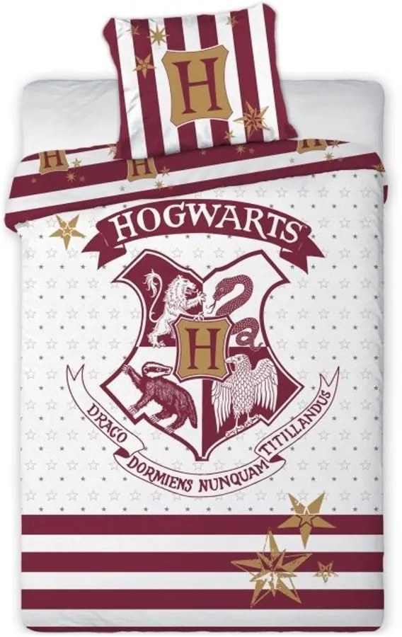 Bavlnené posteľné obliečky Harry Potter - motív erb Hogwarts - 100% bavlna - 70 x 90 cm + 140 x 200 cm