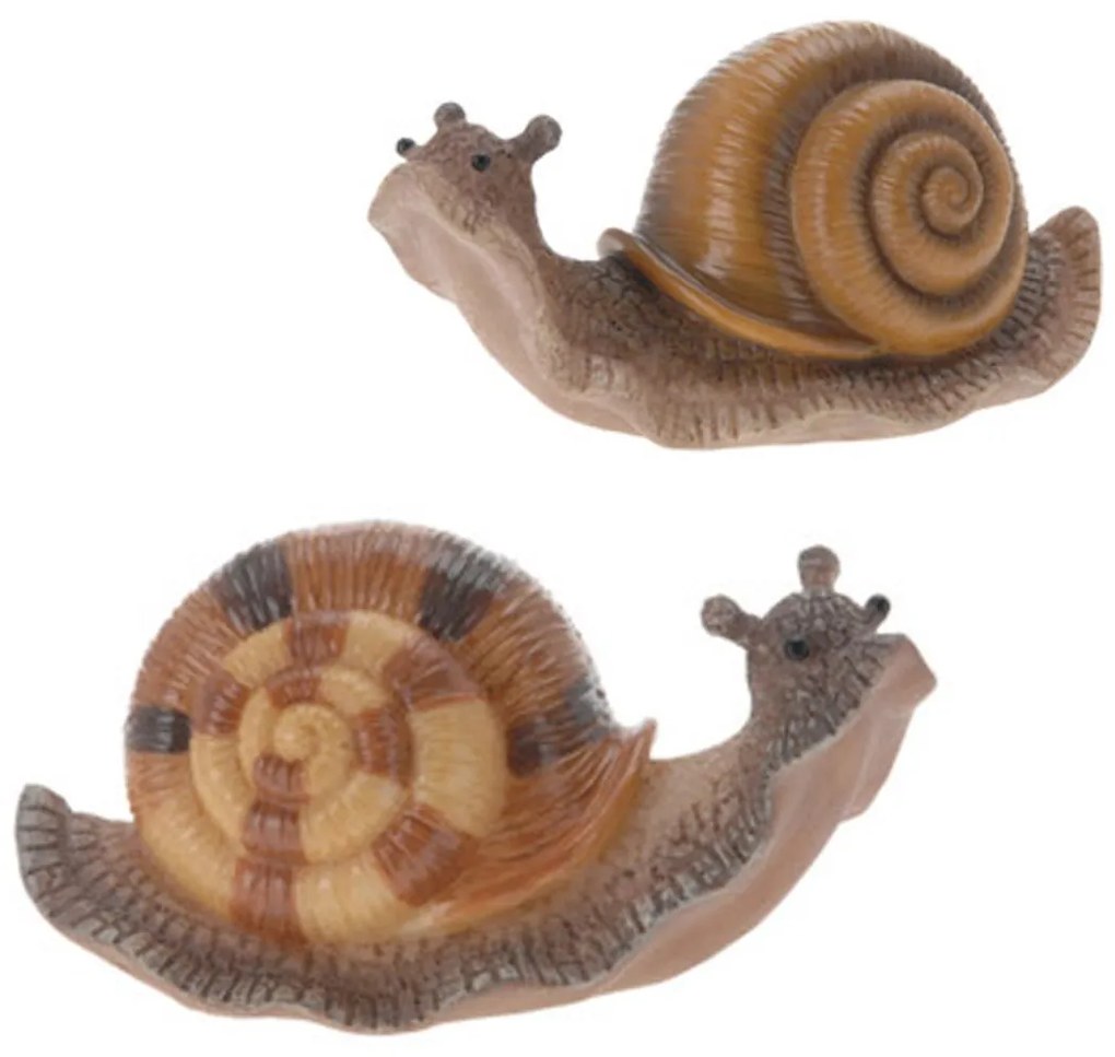 Záhradná figúrka z polistone Snails, sada 2ks, 10 cm, viacfarebná