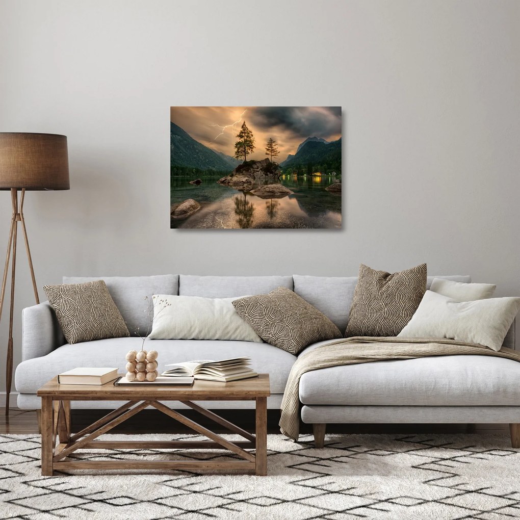 Krásny sklenený obraz krajiny (70x50 cm)