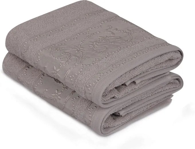 Sada 2 hnedých bavlnených uterákov Yosemine, 50 × 90 cm