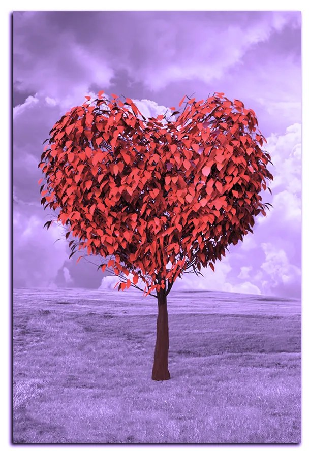 Obraz na plátne -  Srdce v tvare stromu- obdĺžnik 7106FA (100x70 cm)