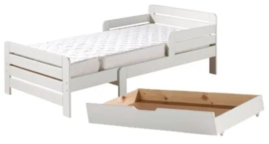 Biela rastúca detská posteľ z borovicového dreva s úložným priestorom s matracom/s roštom Jumper – Vipack