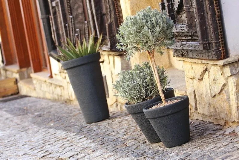 Podlhovastý kvetináč Classic tmavosivý