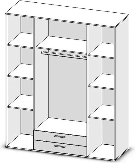 Šatníková skriňa Chicago, 159 cm, dub artisan/antracit