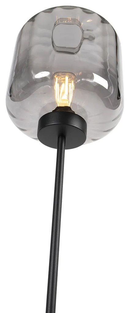 Inteligentná stojaca lampa čierna s dymovým sklom vrátane WiFi ST64 - Qara