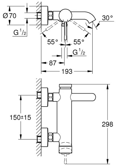 GROHE 33624GL1 - Vaňová batéria ESSENCE zlatá