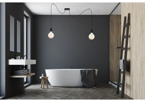 Luster na lanku MIROS 2xE27/60W/230V pavúk čierna