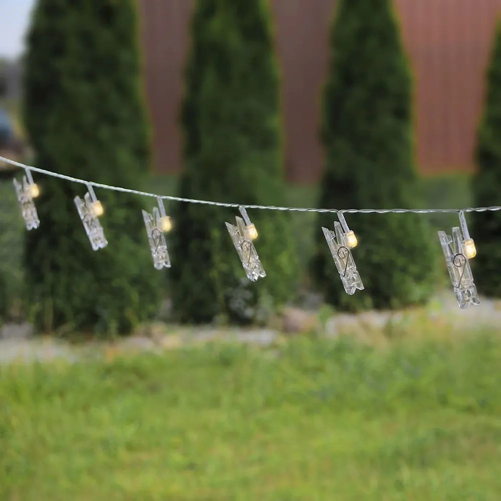 Transparentná LED svetelná reťaz v tvare štipcov DecoKing Pin, 40 svetielok, dĺžka 6,35 m