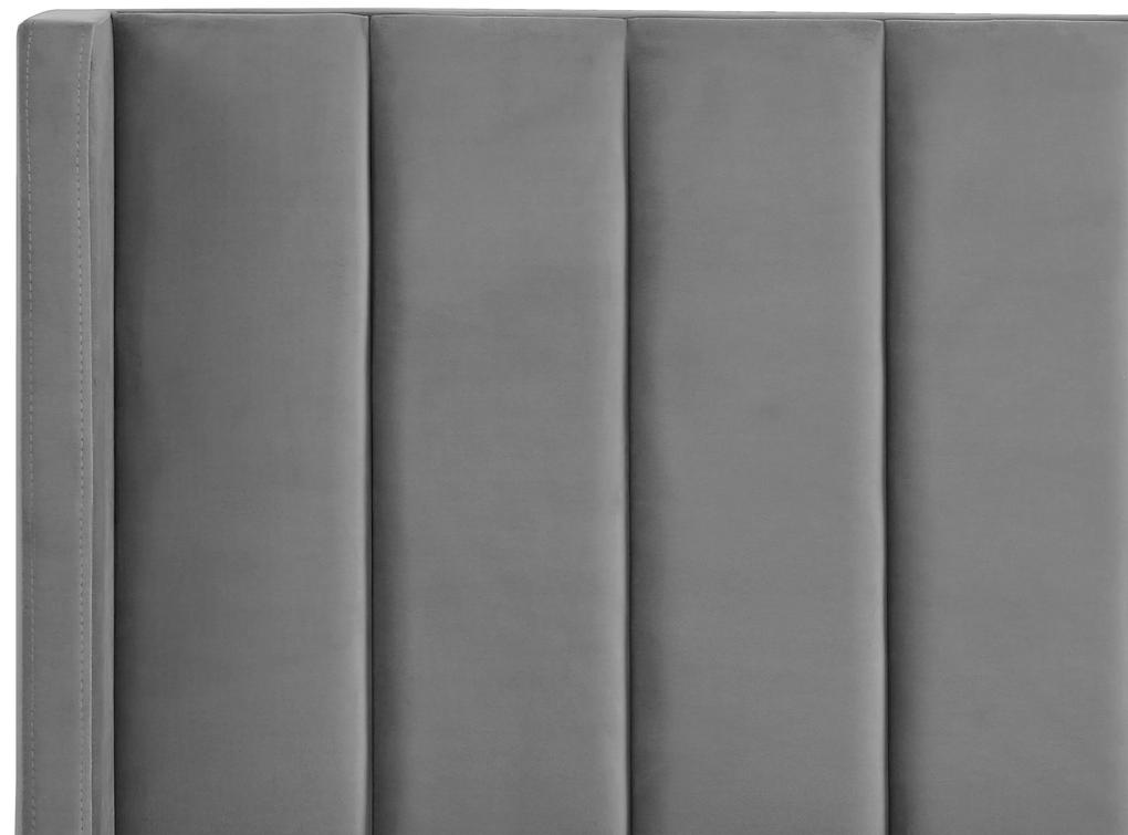 Zamatová posteľ 160 x 200 cm sivá VILLETTE Beliani