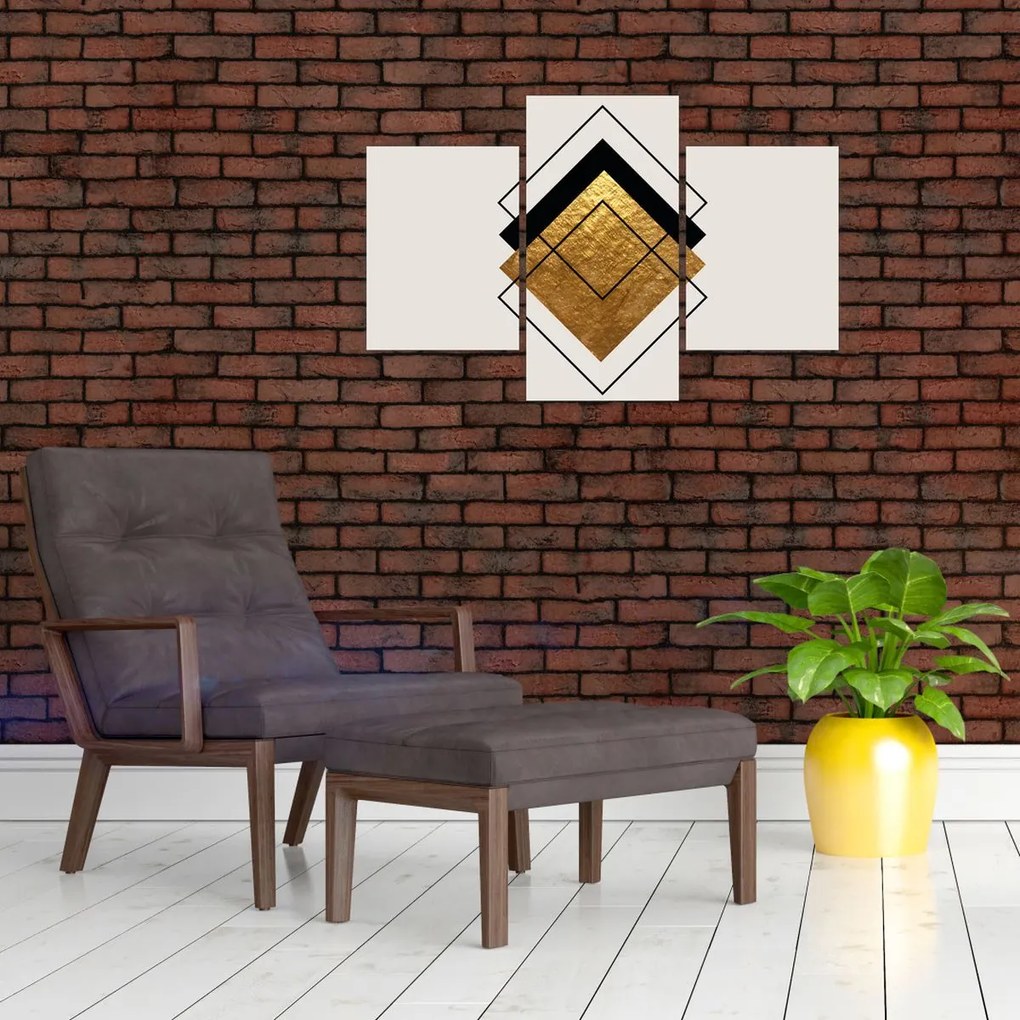 Obraz - Abstrakcia zlatá a biela N⁰1 (90x60 cm)