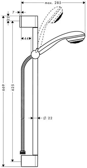Hansgrohe Crometta 85 sprchová sada Mono Green 6 l/min so sprchovou tyčou 65 cm, chrómová, HAN-27652000
