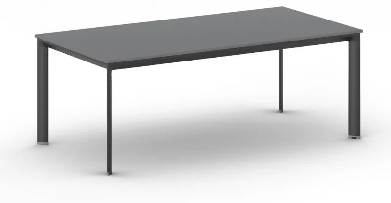 Kancelársky stôl PRIMO INVITATION, čierna podnož, 2000 x 1000 mm, grafitová