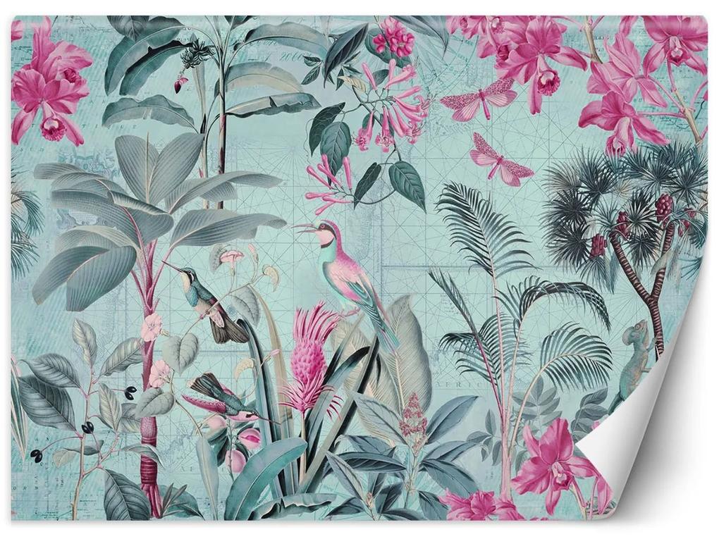 Gario Fototapeta Vtáky medzi modrými a ružovými listami - Andrea Haase Materiál: Vliesová, Rozmery: 200 x 140 cm