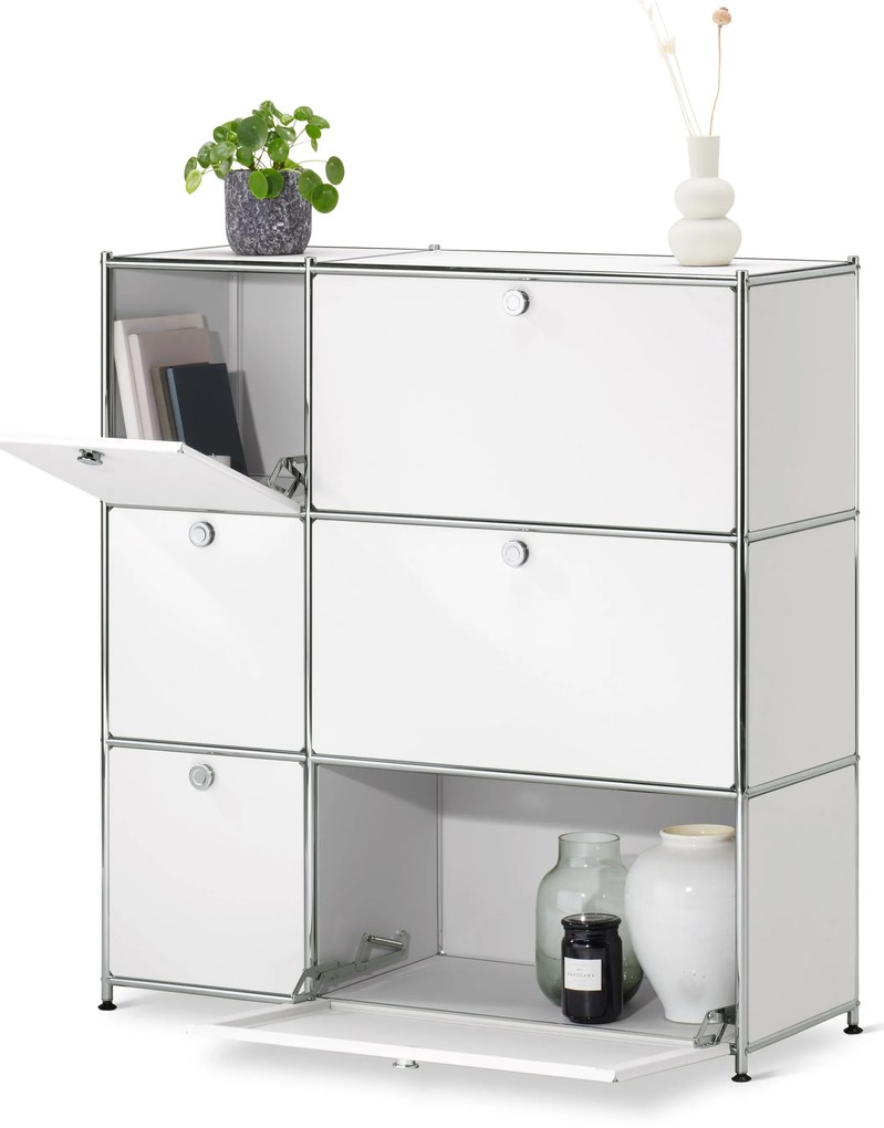 Komoda »CN3« so 6 výklopnými dvierkami, biela