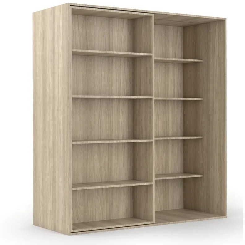 Dvojradová posuvná knižnica DOUBLE, 1800 x 700 x 2000 mm, dub prírodný