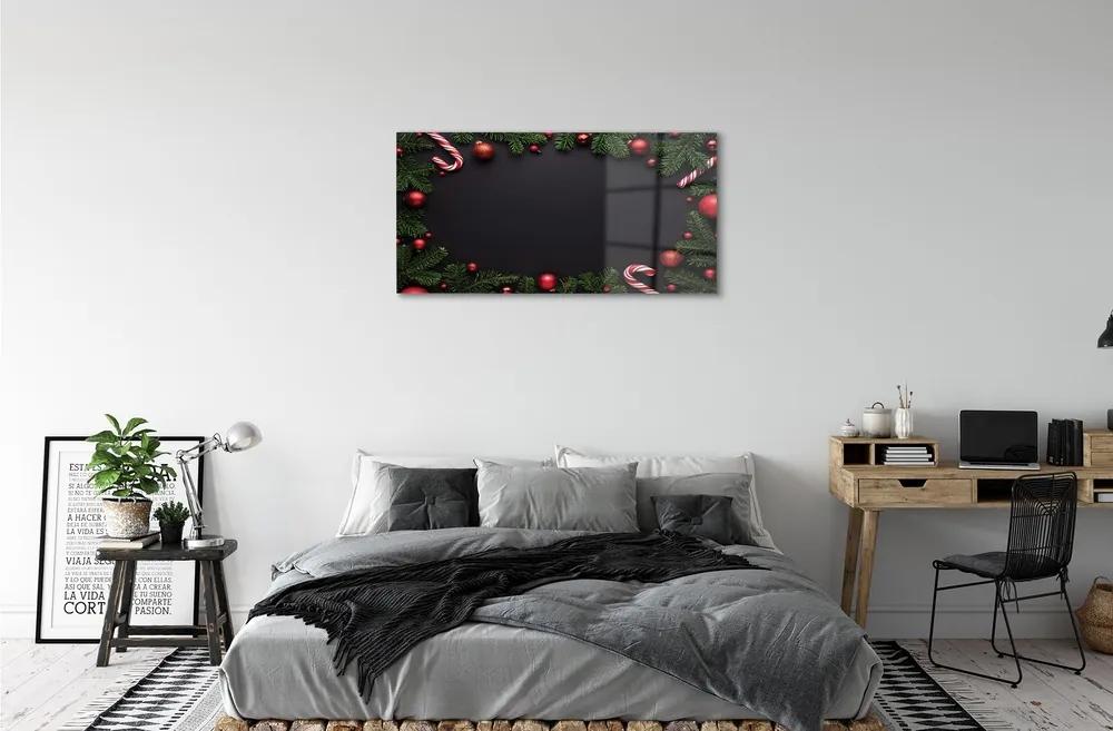 Sklenený obraz Vetvičky ozdoby lízanky 120x60 cm