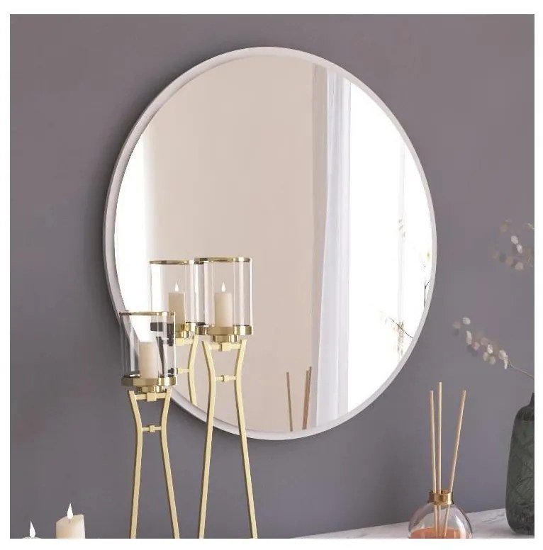 Nástenné zrkadlo OZZE pr. 60 cm biela