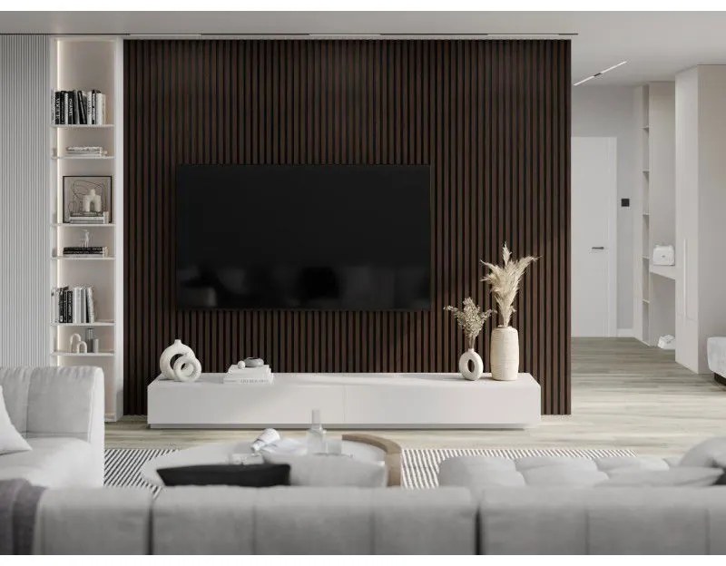 Mexen Lam-F, akustické stenové lamely 275 × 30 cm, plstený podklad 8 mm, technická dyha, eben hnedý, S105-275307-3015-022