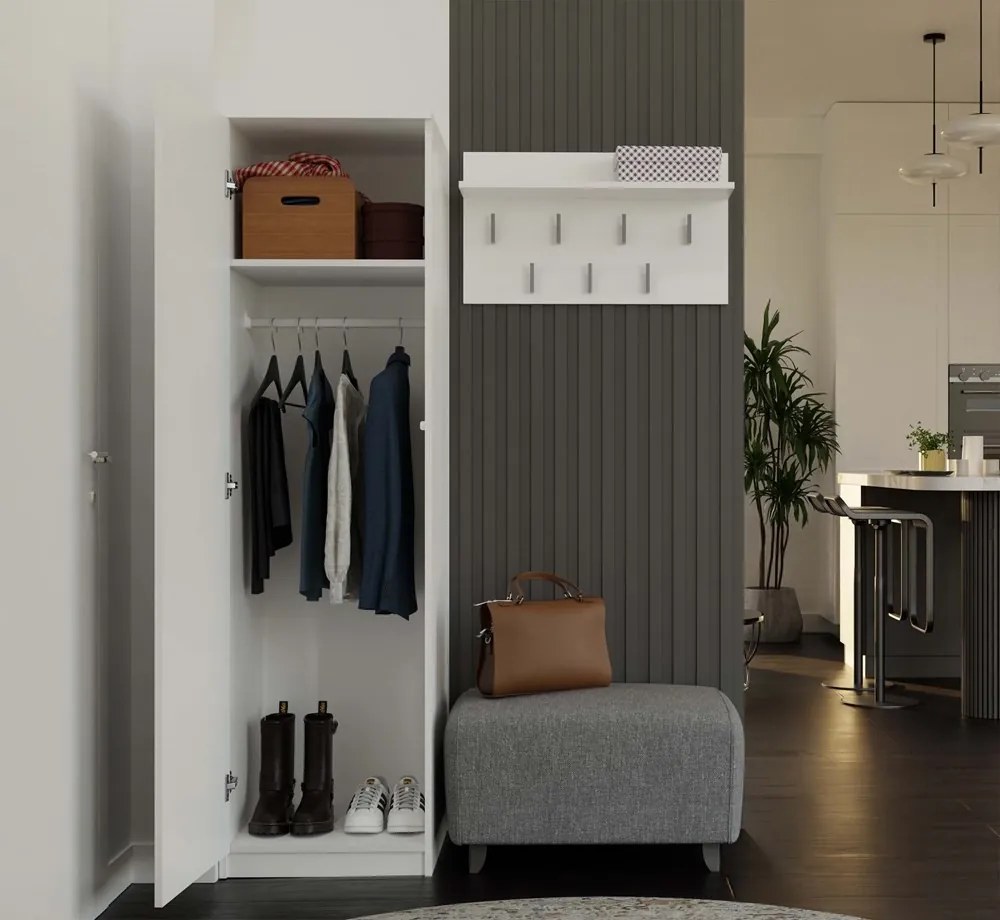 Šatníková skriňa Malwa 50 cm so zrkadlom biela