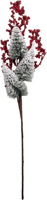 Vianočné dekorácie zápich stromčeka a červené bobule - 14*6*60 cm