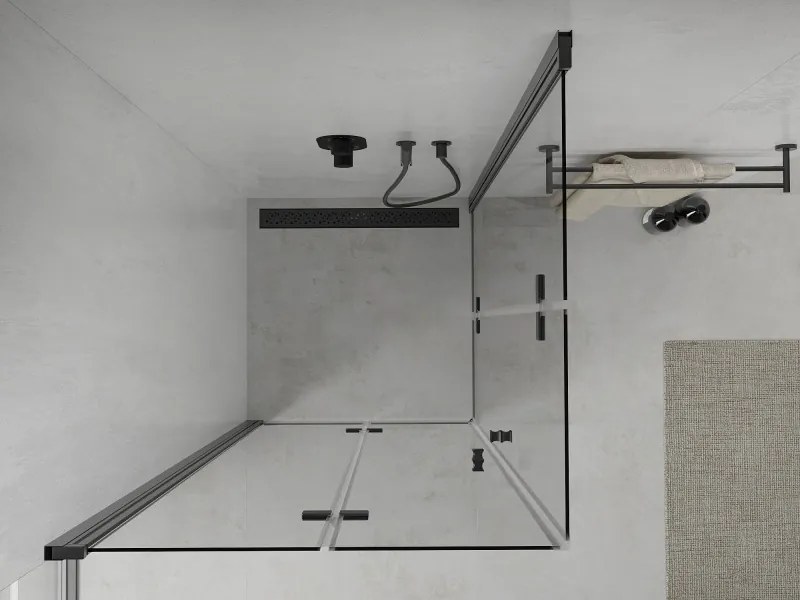 Mexen Lima Dvojitá skladacia sprchová kabína 90 x 90 cm, transparentná, čierna - 856-090-090-70-00-02