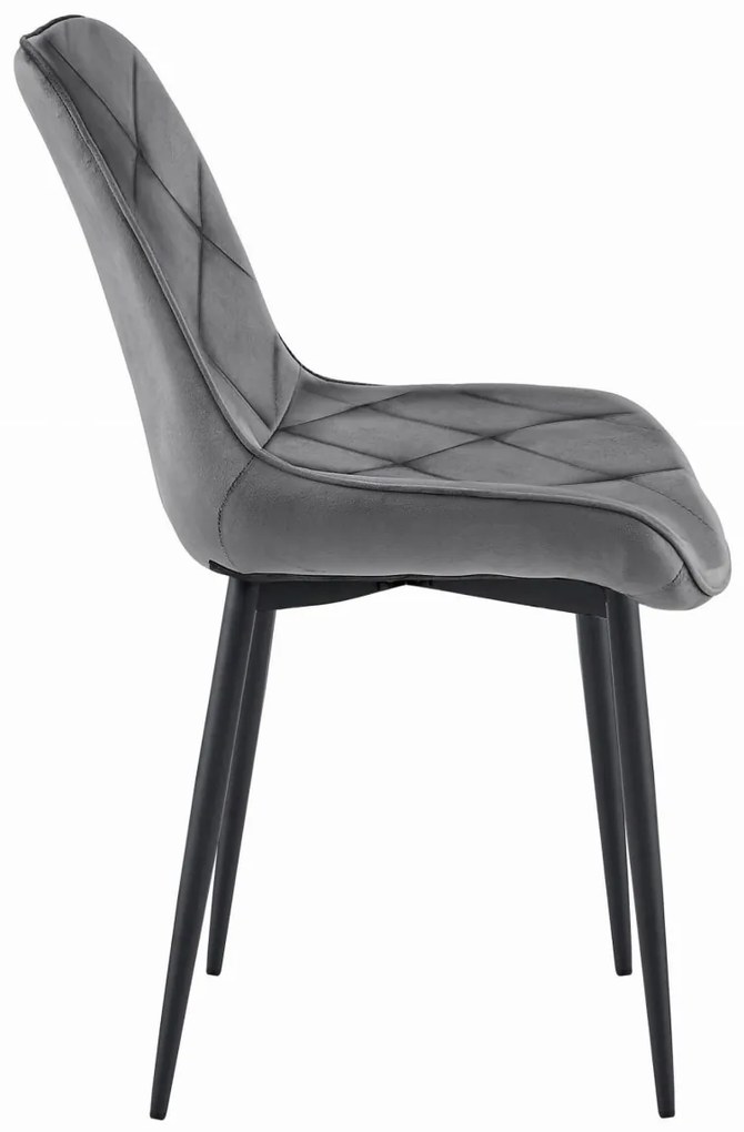Zamatová jedálenská stolička TOR, tmavo sivá