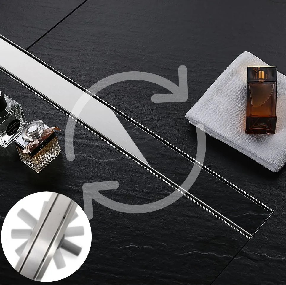 Rea Lineárny nerezový odtokový žľab NEO PRO 80 cm s 360° stupňovým sifónom, REA-G0902