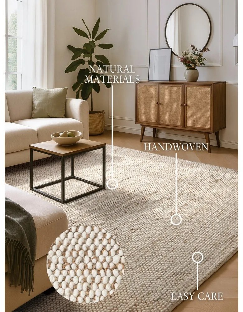 Béžový ručne tkaný koberec s prímesou vlny 80x150 cm Peas – Villeroy&amp;Boch