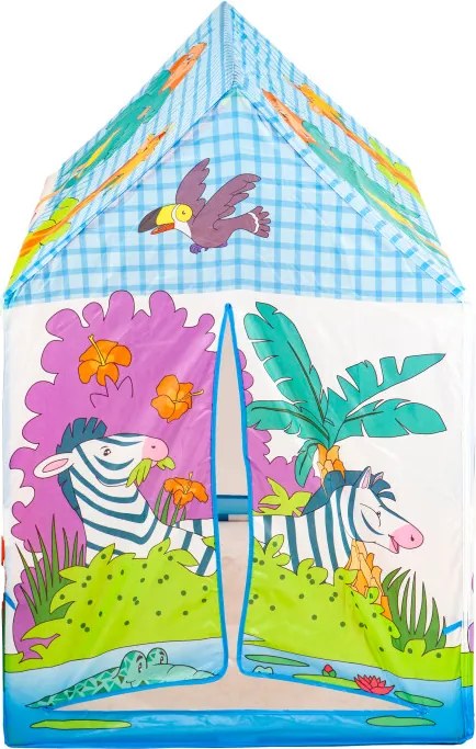 Detský hrací stan IPLAY ZOO domček – farebný, do domu a záhrady, 95×72×102 cm