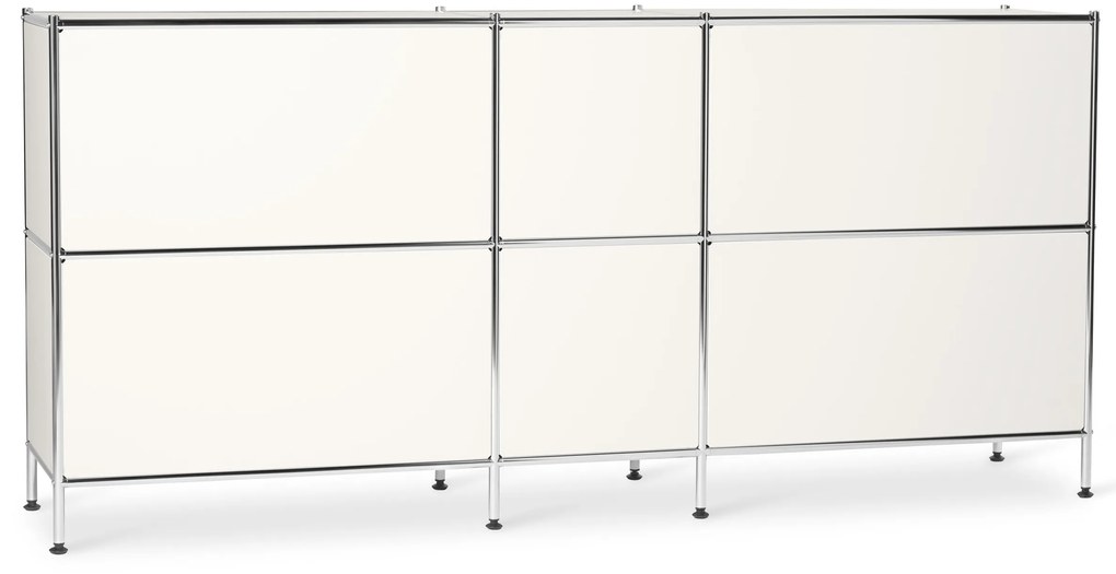 Veľká kovová odkladacia skrinka »CN3« so 6 výklopnými priehradkami, biela